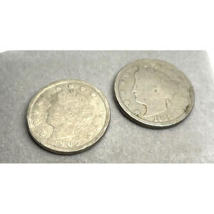Lot of 2 USA Liberty Head / Barber V Nickels (1905 and 1912) - See Pictures